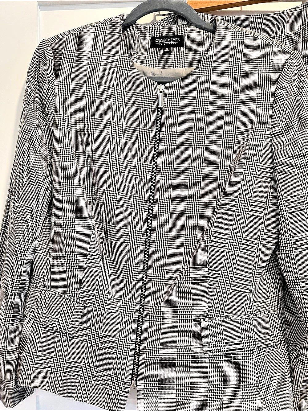 John Meyer Collection Houndstooth Suit Set in Gray & White Size 10 - Picture 2 of 7